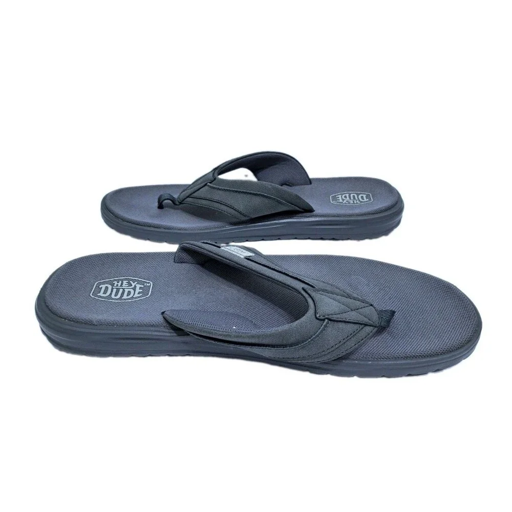 Hey Dude Sami Men's Size 11 Gray Casual Sandals Flip Flops Beach Pool